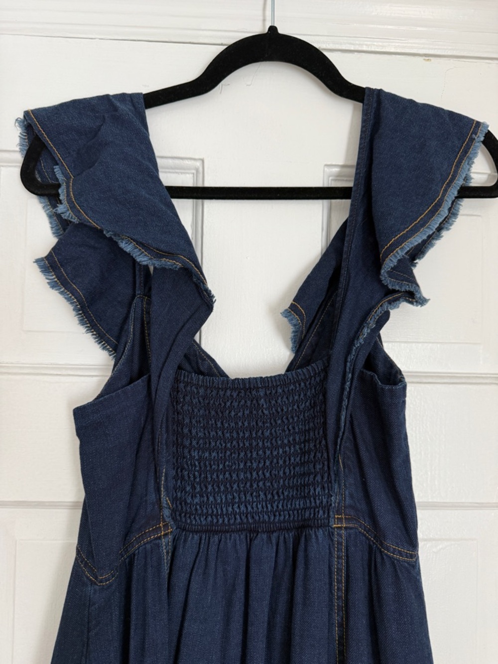 Pilcro Sweetheart Button-Front Denim Maxi Dress with Flutter Sleeves - Picture 5 of 5